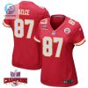 Travis Kelce 87 Kansas City Chiefs Super Bowl Lviii Champions 4 Stars Patch Game Women Jersey Red stylepulseusa 1