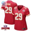 Lamical Perine 29 Kansas City Chiefs Super Bowl Lviii Champions 4 Stars Patch Game Women Jersey Red stylepulseusa 1