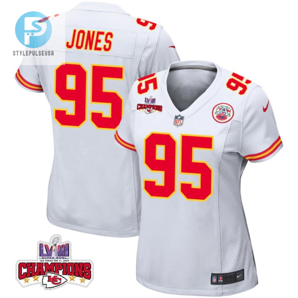 Chris Jones 95 Kansas City Chiefs Super Bowl Lviii Champions 4 Stars Patch Game Women Jersey White stylepulseusa 1