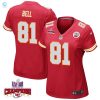 Blake Bell 81 Kansas City Chiefs Super Bowl Lviii Champions 4 Stars Patch Game Women Jersey Red stylepulseusa 1