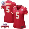 Tommy Townsend 5 Kansas City Chiefs Super Bowl Lviii Champions 4 Stars Patch Game Women Jersey Red stylepulseusa 1