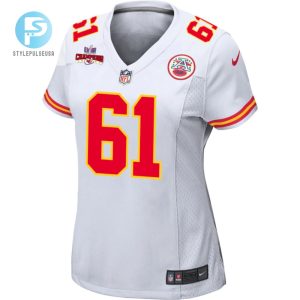 Austin Reiter 61 Kansas City Chiefs Super Bowl Lviii Champions 4 Stars Patch Game Women Jersey White stylepulseusa 1 1