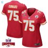 Darian Kinnard 75 Kansas City Chiefs Super Bowl Lviii Champions 4 Stars Patch Game Women Jersey Red stylepulseusa 1