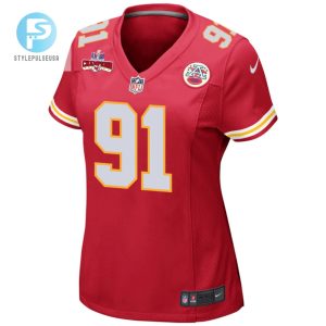 Derrick Nnadi 91 Kansas City Chiefs Super Bowl Lviii Champions 4 Stars Patch Game Women Jersey Red stylepulseusa 1 1