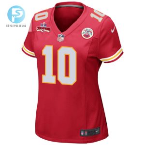 Isiah Pacheco 10 Kansas City Chiefs Super Bowl Lviii Champions 4 Stars Patch Game Women Jersey Red stylepulseusa 1 1