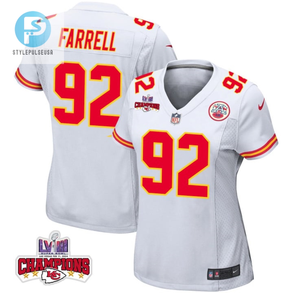 Neil Farrell 92 Kansas City Chiefs Super Bowl Lviii Champions 4 Stars Patch Game Women Jersey White stylepulseusa 1