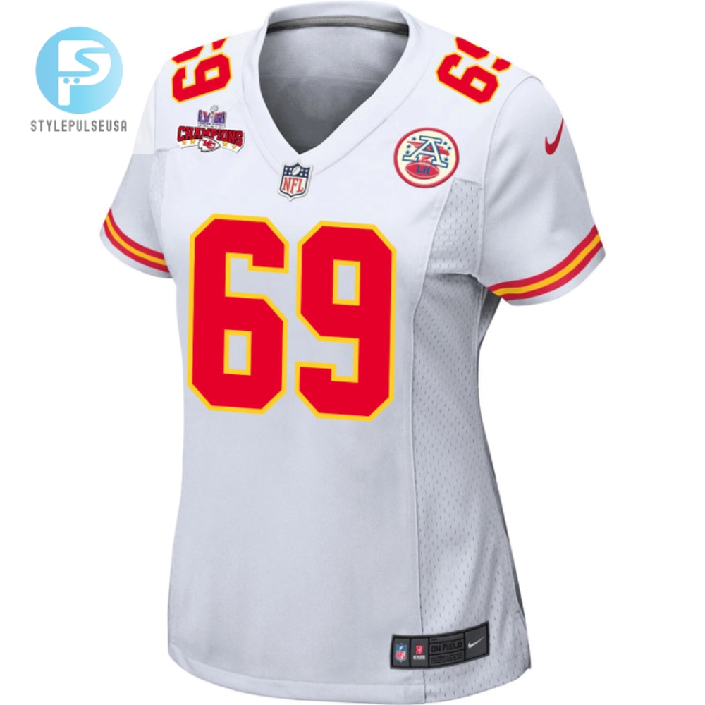 Mike Pennel 69 Kansas City Chiefs Super Bowl Lviii Champions 4 Stars Patch Game Women Jersey  White 