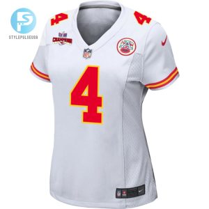 Rashee Rice 4 Kansas City Chiefs Super Bowl Lviii Champions 4 Stars Patch Game Women Jersey White stylepulseusa 1 1