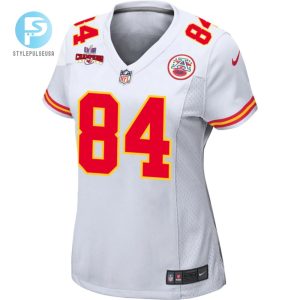 Justin Watson 84 Kansas City Chiefs Super Bowl Lviii Champions 4 Stars Patch Game Women Jersey White stylepulseusa 1 1