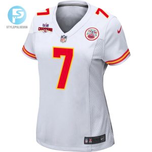 Harrison Butker 7 Kansas City Chiefs Super Bowl Lviii Champions 4 Stars Patch Game Women Jersey White stylepulseusa 1 1