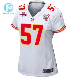 Truman Jones 57 Kansas City Chiefs Super Bowl Lviii Champions 4 Stars Patch Game Women Jersey White stylepulseusa 1 1