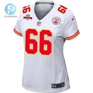 Mike Caliendo 66 Kansas City Chiefs Super Bowl Lviii Champions 4 Stars Patch Game Women Jersey White stylepulseusa 1 1