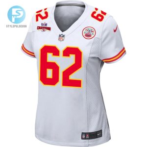 Joe Thuney 62 Kansas City Chiefs Super Bowl Lviii Champions 4 Stars Patch Game Women Jersey White stylepulseusa 1 1