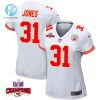 Nic Jones 31 Kansas City Chiefs Super Bowl Lviii Champions 4 Stars Patch Game Women Jersey White stylepulseusa 1