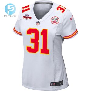 Nic Jones 31 Kansas City Chiefs Super Bowl Lviii Champions 4 Stars Patch Game Women Jersey White stylepulseusa 1 1