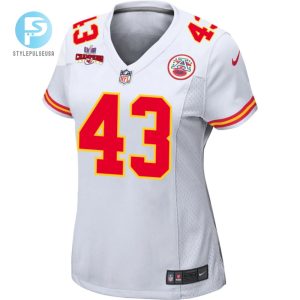 Jack Cochrane 43 Kansas City Chiefs Super Bowl Lviii Champions 4 Stars Patch Game Women Jersey White stylepulseusa 1 1