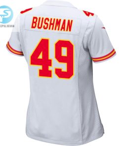 Matt Bushman 49 Kansas City Chiefs Super Bowl Lviii Champions 4 Stars Patch Game Women Jersey White stylepulseusa 1 2