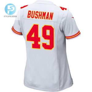 Matt Bushman 49 Kansas City Chiefs Super Bowl Lviii Champions 4 Stars Patch Game Women Jersey White stylepulseusa 1 2