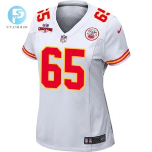 Trey Smith 65 Kansas City Chiefs Super Bowl Lviii Champions 4 Stars Patch Game Women Jersey White stylepulseusa 1 1