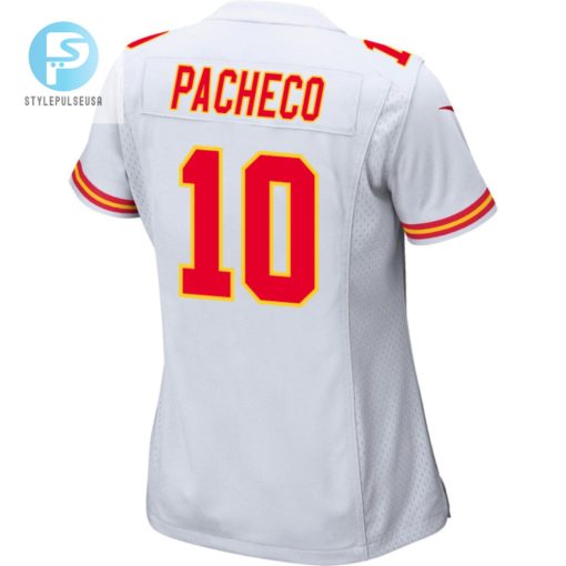 Isiah Pacheco 10 Kansas City Chiefs Super Bowl Lviii Champions 4 Stars Patch Game Women Jersey White stylepulseusa 1 2