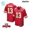 Nazeeh Johnson 13 Kansas City Chiefs Super Bowl Lviii Champions 4 Stars Patch Game Youth Jersey Red stylepulseusa 1