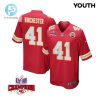 James Winchester 41 Kansas City Chiefs Super Bowl Lviii Champions 4 Stars Patch Game Youth Jersey Red stylepulseusa 1