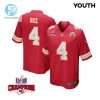 Rashee Rice 4 Kansas City Chiefs Super Bowl Lviii Champions 4 Stars Patch Game Youth Jersey Red stylepulseusa 1