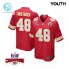 Cole Christiansen 48 Kansas City Chiefs Super Bowl Lviii Champions 4 Stars Patch Game Youth Jersey Red stylepulseusa 1