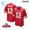 Mecole Hardman 12 Kansas City Chiefs Super Bowl Lviii Champions 4 Stars Patch Game Youth Jersey Red stylepulseusa 1