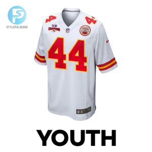 Cam Jones 44 Kansas City Chiefs Super Bowl Lviii Champions 4 Stars Patch Game Youth Jersey White stylepulseusa 1 1