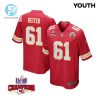 Austin Reiter 61 Kansas City Chiefs Super Bowl Lviii Champions 4 Stars Patch Game Youth Jersey Red stylepulseusa 1