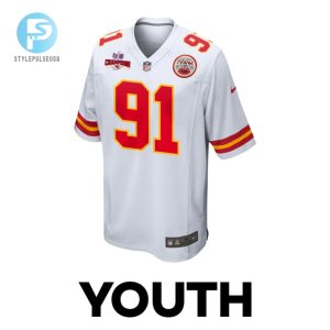 Derrick Nnadi 91 Kansas City Chiefs Super Bowl Lviii Champions 4 Stars Patch Game Youth Jersey White stylepulseusa 1 1