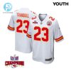 Drue Tranquill 23 Kansas City Chiefs Super Bowl Lviii Champions 4 Stars Patch Game Youth Jersey White stylepulseusa 1