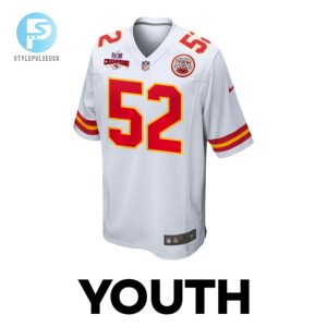 Creed Humphrey 52 Kansas City Chiefs Super Bowl Lviii Champions 4 Stars Patch Game Youth Jersey White stylepulseusa 1 1