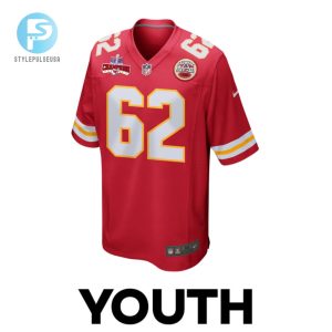 Joe Thuney 62 Kansas City Chiefs Super Bowl Lviii Champions 4 Stars Patch Game Youth Jersey Red stylepulseusa 1 1