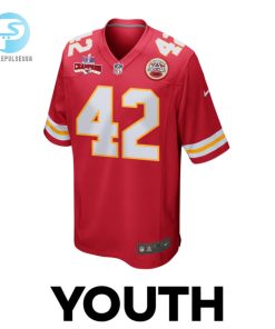 Tyree Gillespie 42 Kansas City Chiefs Super Bowl Lviii Champions 4 Stars Patch Game Youth Jersey Red stylepulseusa 1 1