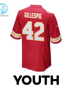 Tyree Gillespie 42 Kansas City Chiefs Super Bowl Lviii Champions 4 Stars Patch Game Youth Jersey Red stylepulseusa 1 2