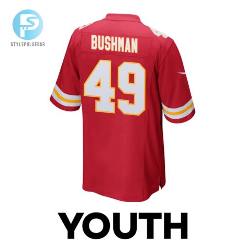 Matt Bushman 49 Kansas City Chiefs Super Bowl Lviii Champions 4 Stars Patch Game Youth Jersey Red stylepulseusa 1 2