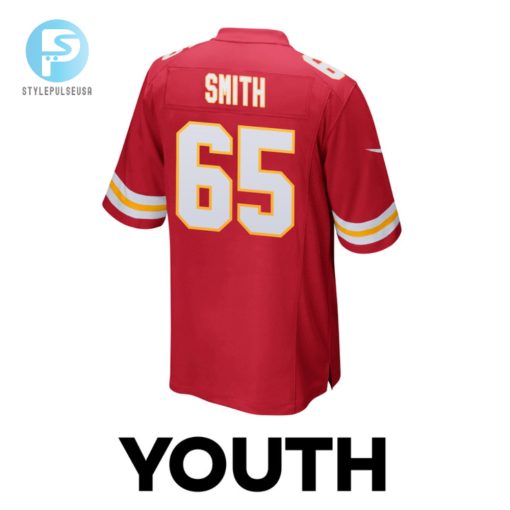 Trey Smith 65 Kansas City Chiefs Super Bowl Lviii Champions 4 Stars Patch Game Youth Jersey Red stylepulseusa 1 2
