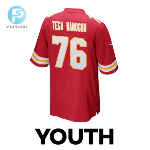 Prince Tega Wanogho 76 Kansas City Chiefs Super Bowl Lviii Champions 4 Stars Patch Game Youth Jersey Red stylepulseusa 1 2