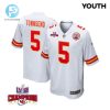 Tommy Townsend 5 Kansas City Chiefs Super Bowl Lviii Champions 4 Stars Patch Game Youth Jersey White stylepulseusa 1