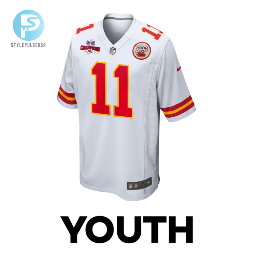 Marquez Valdesscantling 11 Kansas City Chiefs Super Bowl Lviii Champions 4 Stars Patch Game Youth Jersey  White 