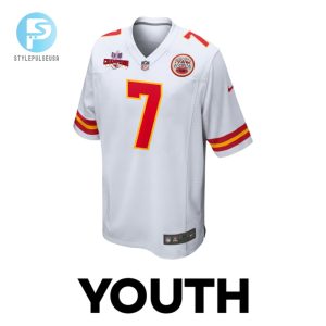 Harrison Butker 7 Kansas City Chiefs Super Bowl Lviii Champions 4 Stars Patch Game Youth Jersey White stylepulseusa 1 1