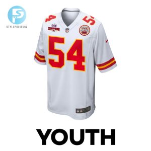 Leo Chenal 54 Kansas City Chiefs Super Bowl Lviii Champions 4 Stars Patch Game Youth Jersey White stylepulseusa 1 1