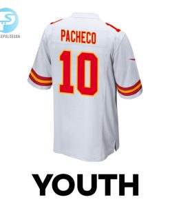 Isiah Pacheco 10 Kansas City Chiefs Super Bowl Lviii Champions 4 Stars Patch Game Youth Jersey White stylepulseusa 1 2