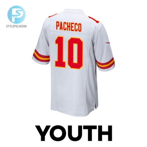 Isiah Pacheco 10 Kansas City Chiefs Super Bowl Lviii Champions 4 Stars Patch Game Youth Jersey White stylepulseusa 1 2