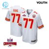 Lucas Niang 77 Kansas City Chiefs Super Bowl Lviii Champions 4 Stars Patch Game Youth Jersey White stylepulseusa 1