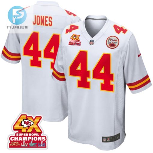 Cam Jones 44 Kansas City Chiefs Super Bowl Lviii Champions 4X Game Men Jersey White stylepulseusa 1