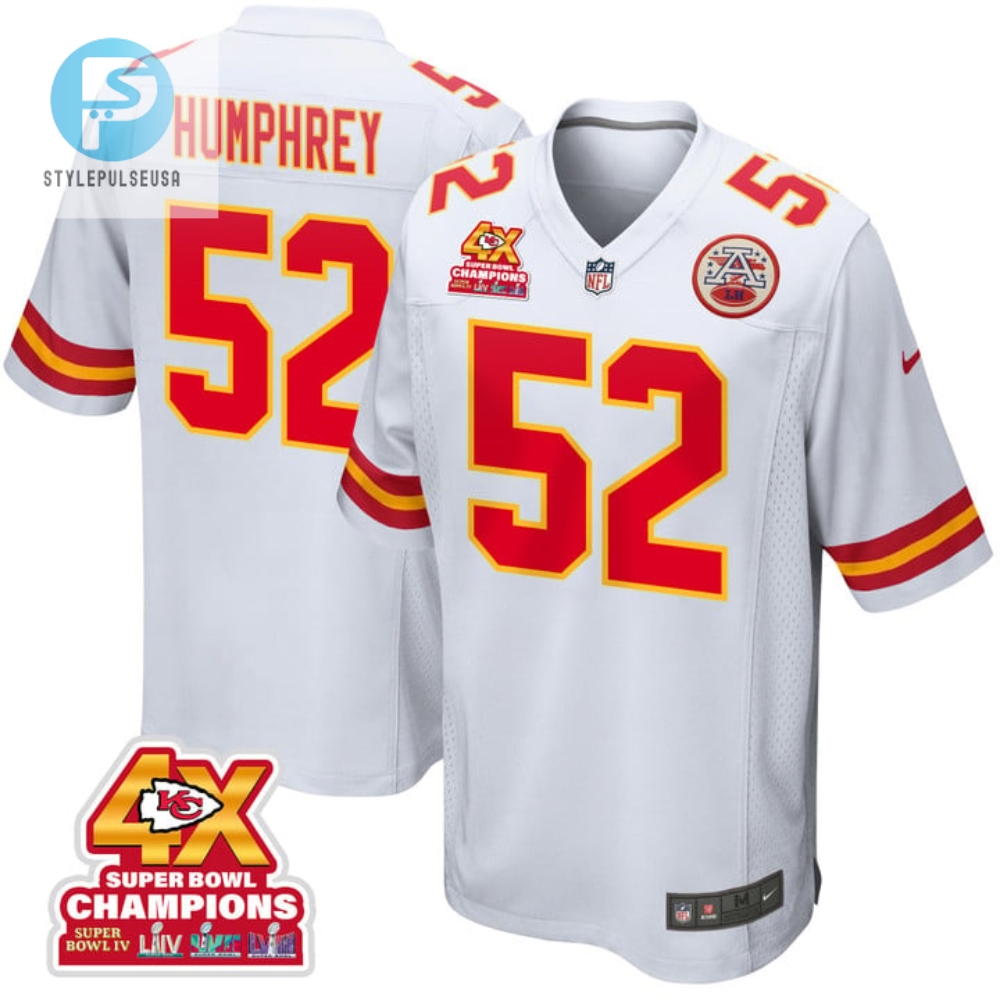 Creed Humphrey 52 Kansas City Chiefs Super Bowl Lviii Champions 4X Game Men Jersey White stylepulseusa 1