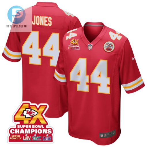Cam Jones 44 Kansas City Chiefs Super Bowl Lviii Champions 4X Game Men Jersey Red stylepulseusa 1